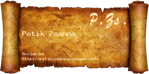 Petik Zsanna névjegykártya